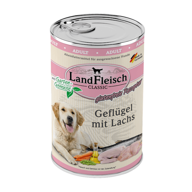 LandFleisch Hund Classic Geflügel mit Lachs & Gartengemüse 6 x 400gVorschaubild