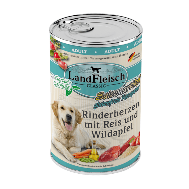 LandFleisch Hund Classic Rinderherzen mit Reis, Wildapfel & Gartengemüse 6 x 400gVorschaubild