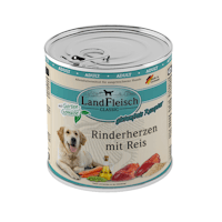 LandFleisch Hund Classic Rinderherzen mit Reis &gartengemüse 6x800g