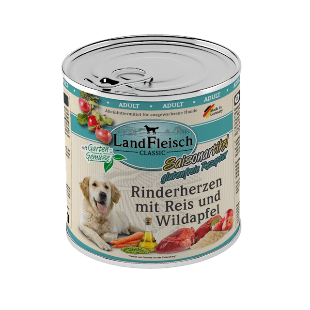 LandFleisch Hund Classic Rinderherzen mit Reis, Wildapfel & Gartengemüse 6 x 800gVorschaubild