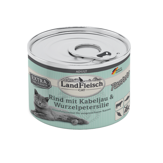 LandFleisch Katze Adult Pastete Rind, Kabeljau, Wurzelpetersilie 6 x 195gVorschaubild