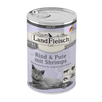 LandFleisch Katze Adult Pastete mit Rind, Pute & Shrimps 6x400g