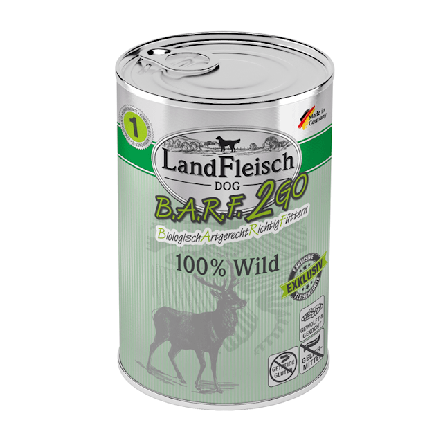 LandFleisch Hund B.A.R.F.2GO Exklusiv 100% vom Wild 6 x 400gVorschaubild