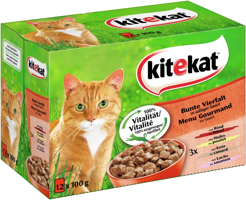 KITEKAT in Sauce 12 x 100 Gramm Katzennassfutter Bunte VierfaltVorschaubild