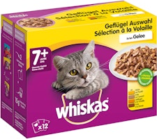 Whiskas Multipack 7+ Geflügel Auswahl in Gelee 100 Gramm x 12 x 4 Katzennassfutter