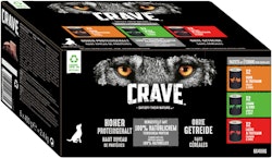 CRAVE Huhn & Truthahn, Lachs & Rind, Lachs & Truthahn Multipack 6 x 400 Gramm Hundenassfutter