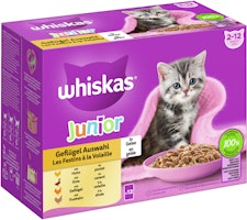 Whiskas Junior Geflügel Auswahl in Gelee Multipack 12 x 85 Gramm Katzennassfutter