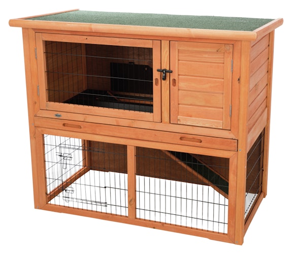 TRIXIE natura Kleintierstall mit Freilaufgehege 116x63x97cm braun