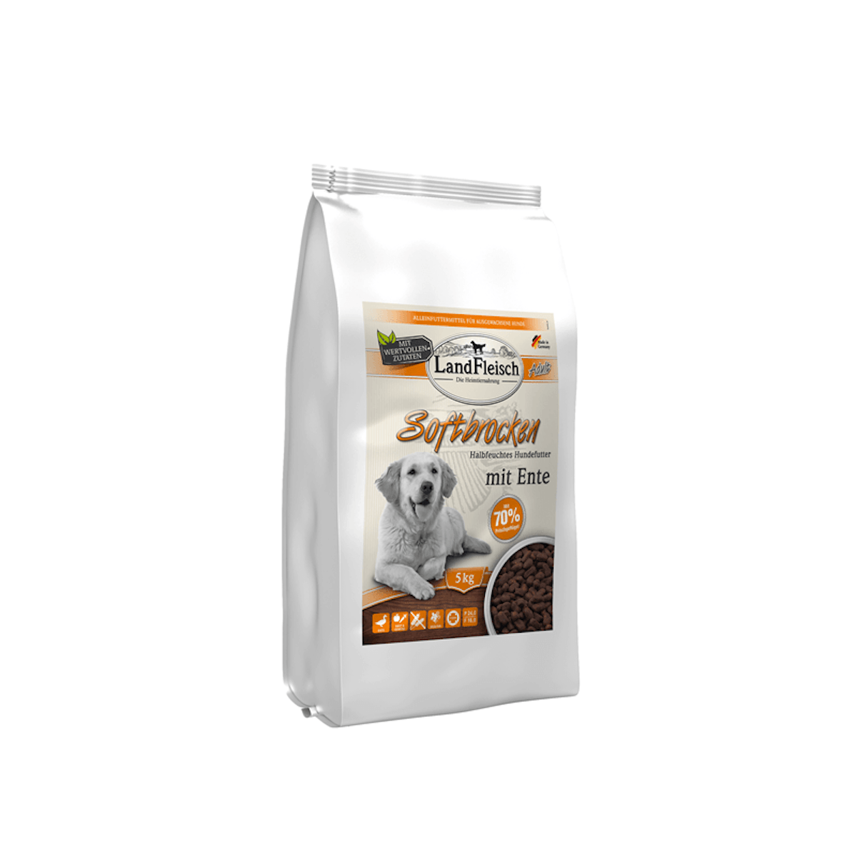 LandFleisch Hund Softbrocken Ente Softbrocken mit Ente getreidefrei 5 kg