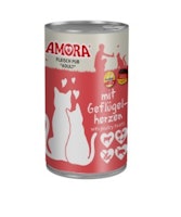 Amora Cat Fleisch Pur mitgeflügelherzen 6x400g