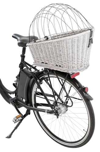 TRIXIE Fahrradkorb mit Gitter 35x49x55cm aus Weide weiß/grau
