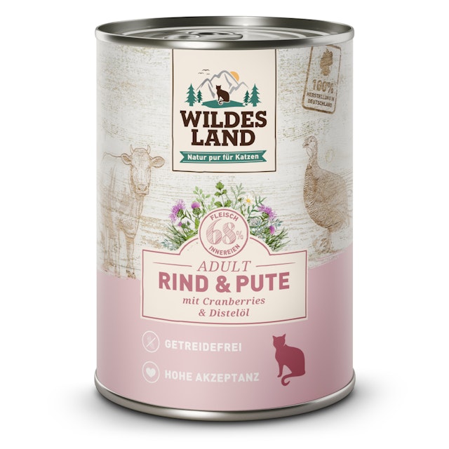 WILDES LAND Katze 6 x 400g Rind und Pute mit DistelölVorschaubild