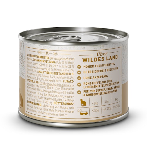 WILDES LAND Katze 200g Ente und Pute mit Distelöl