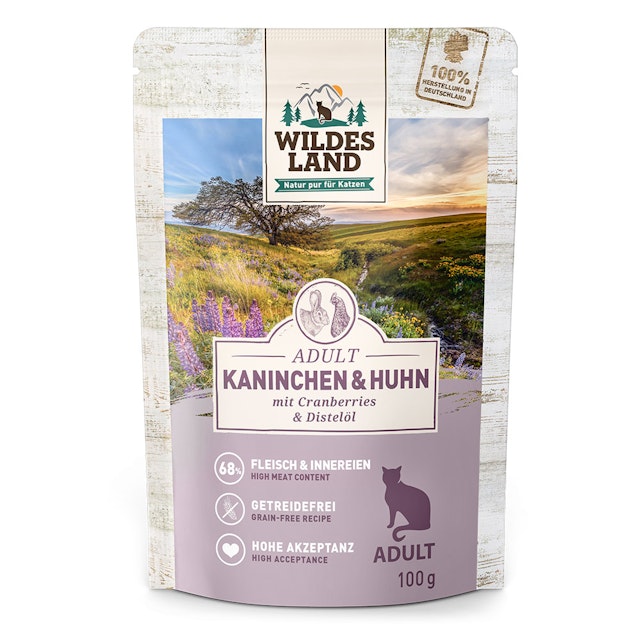 WILDES LAND Katze 12 x 100g Kaninchen und Huhn mit DistelölVorschaubild