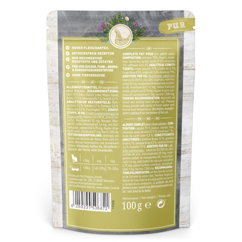 WILDES LAND Katze 100g Huhn PUR Distelöl