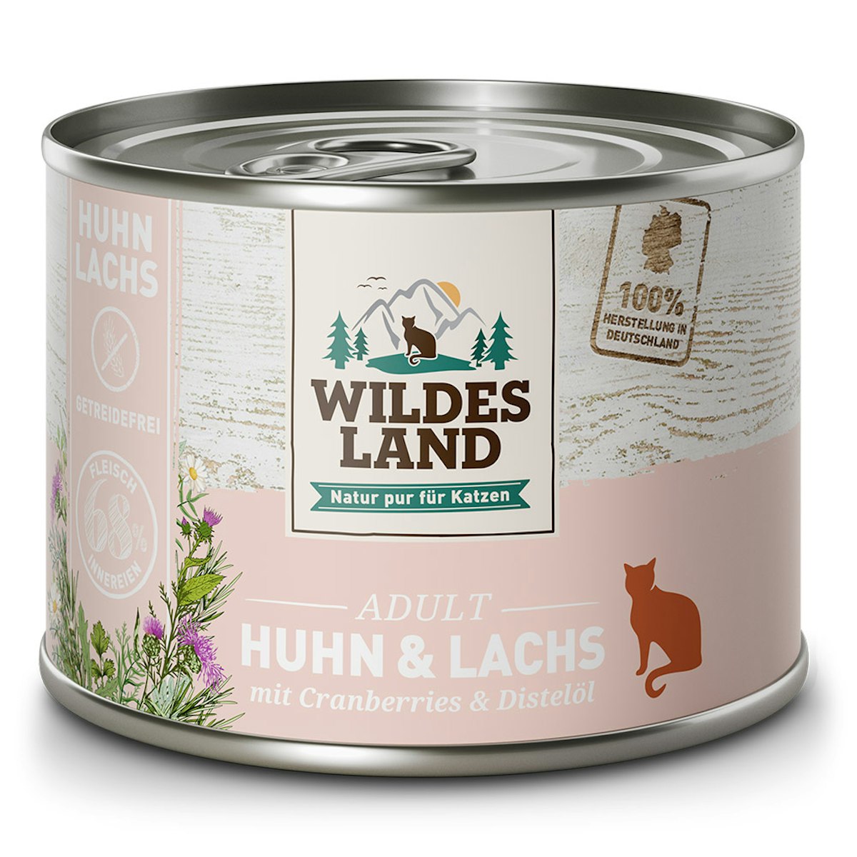 WILDES LAND Katze 12 x 200g Huhn und Lachs mit Distelöl