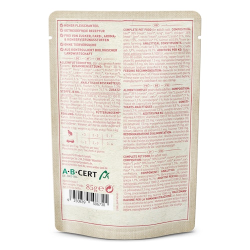 WILDES LAND Katze 85g Bio Rind und Huhn