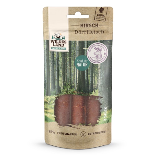 Wildes Land Hirsch Dörrfleisch 65g Hunde Snack