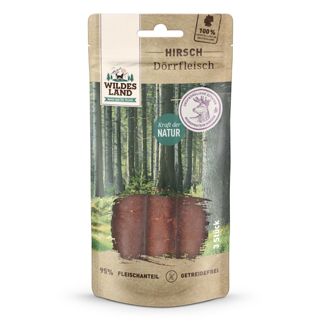 Wildes Land Dörrfleisch Hunde Snack WL Hirsch Dörrfleisch 65g Hunde SnackVorschaubild