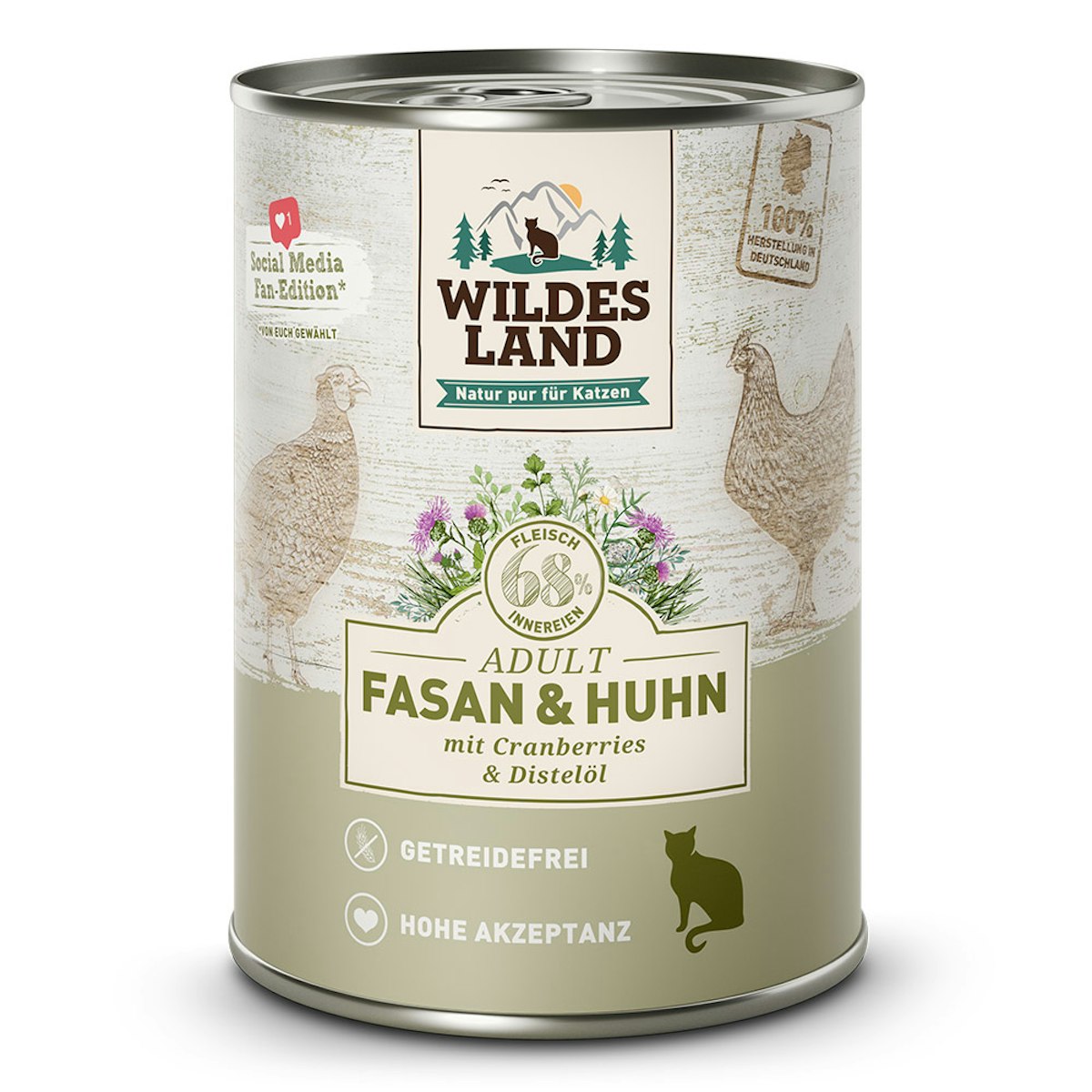 WILDES LAND Katze 6 x 400g Fasan und Huhn