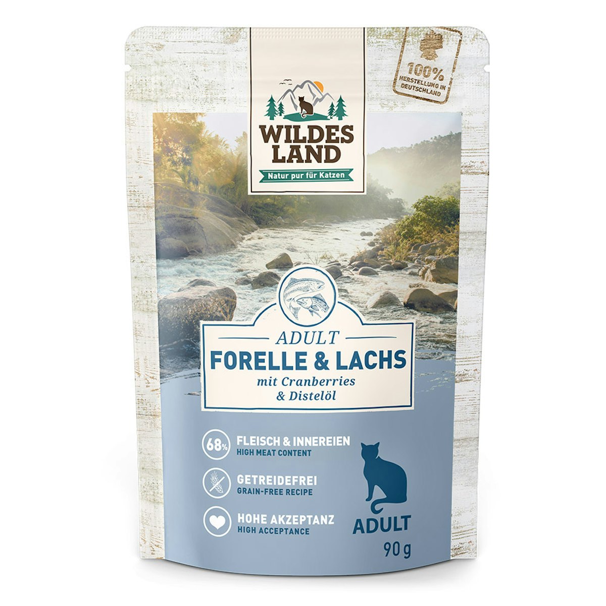 WILDES LAND Katze 24 x 90g Forelle und Lachs