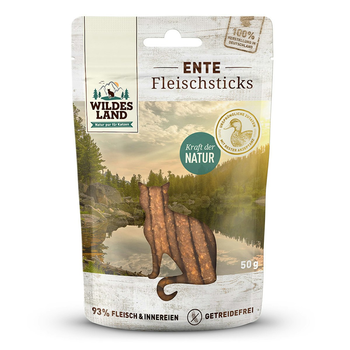 WILDES LAND Katze Fleischsticks Katzensnack Fleischsticks Ente 50g