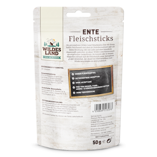 WILDES LAND Katze 50g Fleischsticks Ente Bild