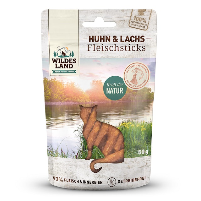 WILDES LAND Katze Fleischsticks Katzen-Snack Fleischsticks Huhn und Lachs 50gVorschaubild