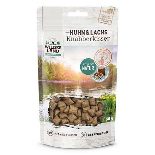 WILDES LAND Katze 50g Knabberkissen Huhn und Lachs Bild