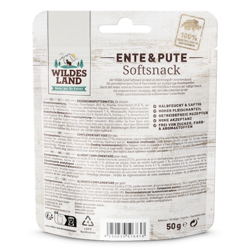 WILDES LAND Katze 50g Softsnack Ente und Pute Bild