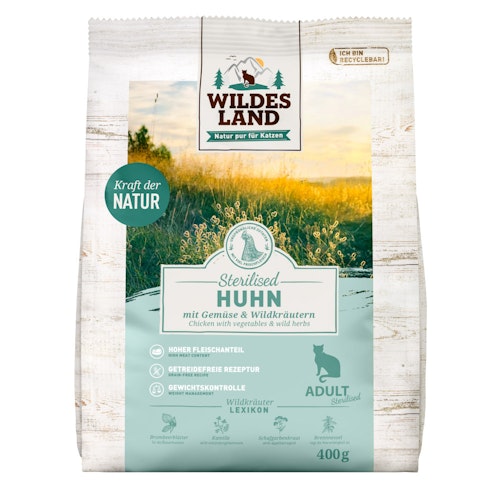 WILDES LAND Katze 400g Huhn Sterilised Bild