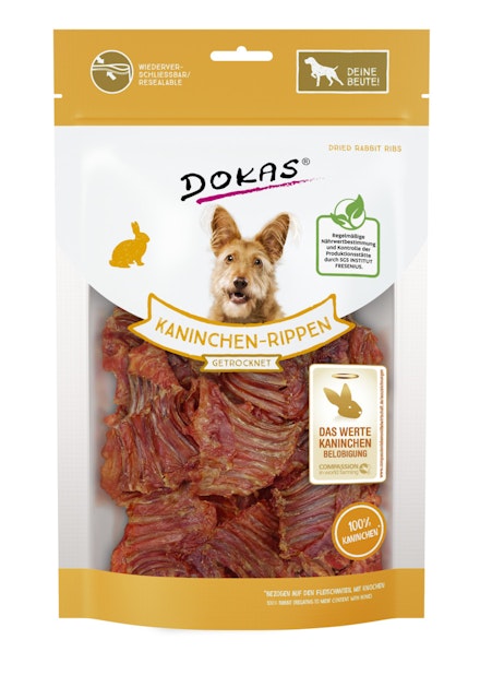 DOKAS Kaninchen 100 Gramm Hundesnacks Rippen getrocknetVorschaubild