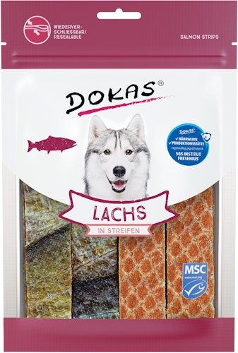 DOKAS Lachs in Streifen Hundesnacks