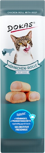 DOKAS Hühnchen-Rolle mit Rind 10g Katzensnack