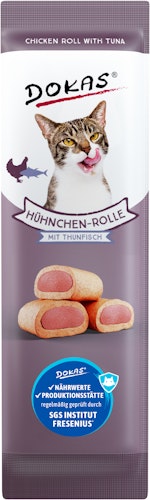 DOKAS Hühnchen-Rolle mit Thunfisch 10g Katzensnack