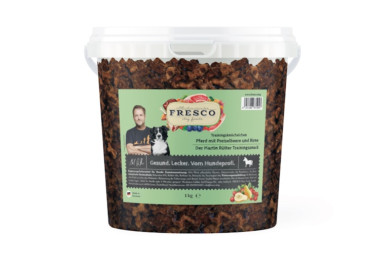 FRESCO Martin Rütter Trainingsknöchelchen Pferd mit Preiselbeeren und Birne (1kg-Eimer) 1000g