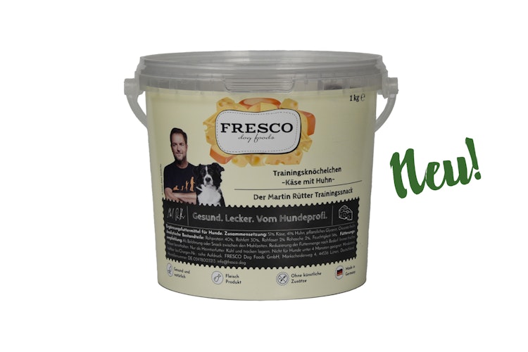 FRESCO Martin Rütter Trainingsknöchelchen Käse & Geflügel (1kg-Eimer) 1000g