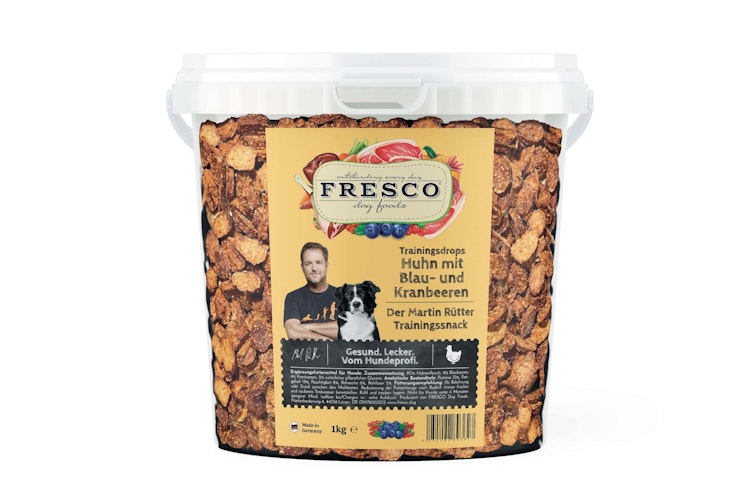 FRESCO Martin Rütter Trainingsdrops Huhn mit Blaubeeren und Kranbeeren (1kg-Eimer) 1000g