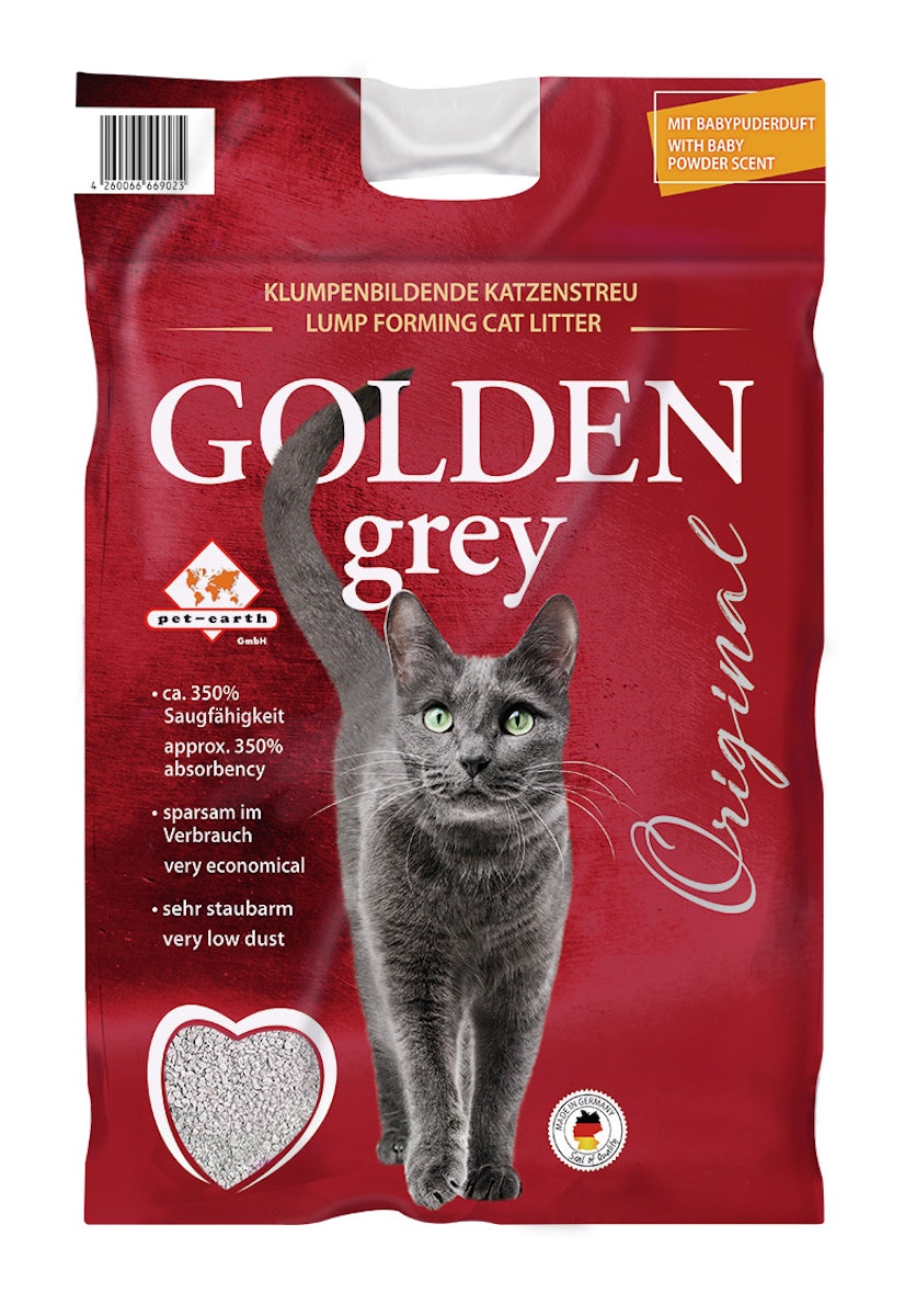 GOLDEN grey mit Babypuderduft Katzenstreu Sparpaket 2x14kg