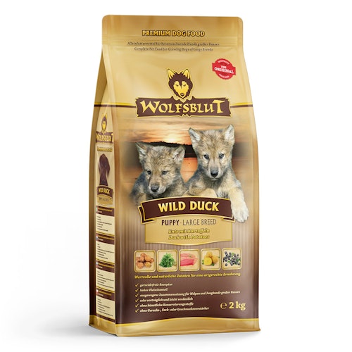 WOLFSBLUT Wild Duck Puppy Large Breed Ente mit Kartoffel Hundetrockenfutter