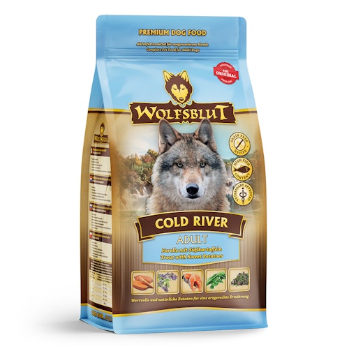 WOLFSBLUT Cold River Forelle mit Süßkartoffeln Hundetrockenfutter