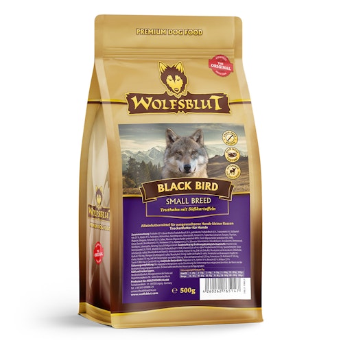 WOLFSBLUT Black Bird Small Breed Truthahn mit Süßkartoffel Hundetrockenfutter