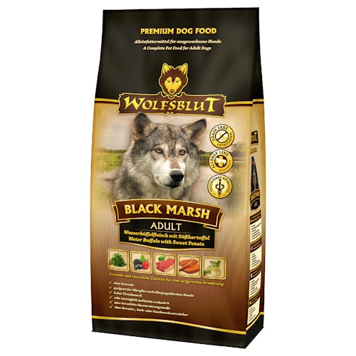 WOLFSBLUT Black Marsh Wasserbüffelfleisch mit Süßkartoffel Hundetrockenfutter
