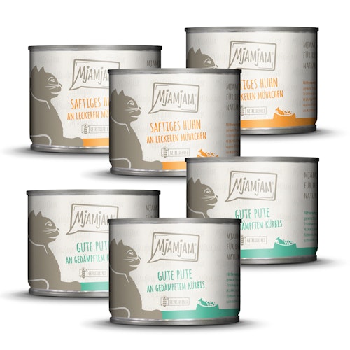 MJAMJAM Monopaket mit Huhn & Pute 6 x 200g Katzennassfutter
