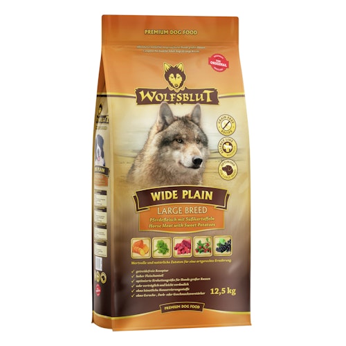 WOLFSBLUT Wide Plain Large Breed Pferdefleisch mit Süßkartoffeln Hundetrockenfutter