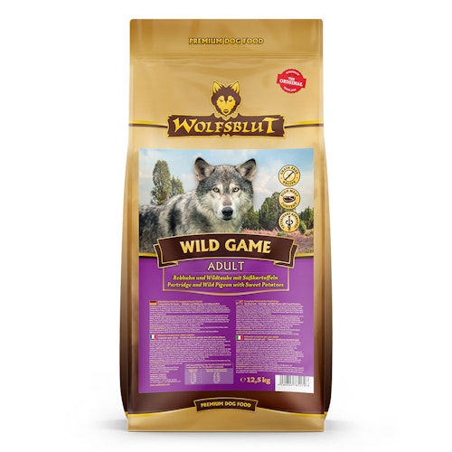 WOLFSBLUT Wild Game Rebhuhn & Wildtaube mit Süßkartoffel Hundetrockenfutter