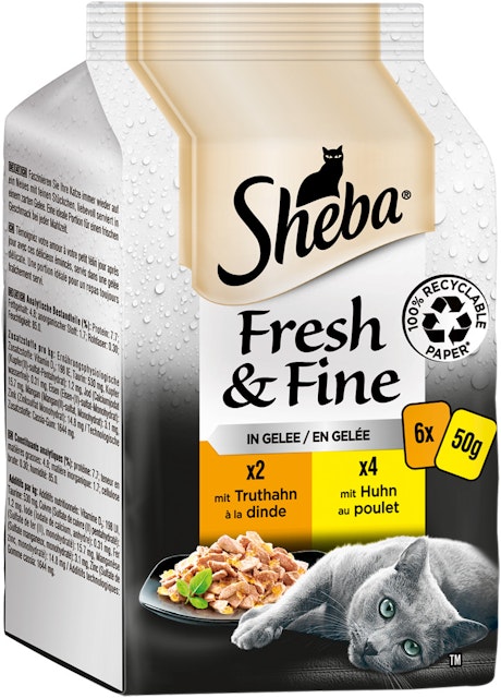 Sheba Fresh&Fine Gelee Multipack 6x50 Gramm Katzennassfutter Truthahn und HuhnVorschaubild