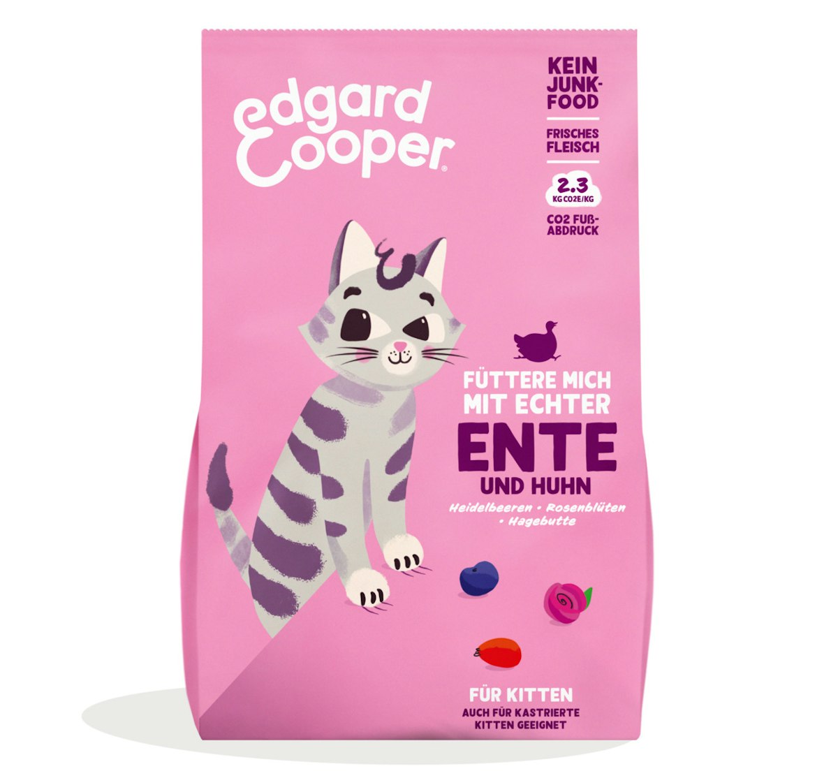 Edgard&Cooper Kitten Ente und Huhn Katzentrockenfutter Sparpaket 2 x 2 Kilogramm