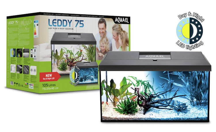 Aquael Aquarienset LEDDY Day&Night 75 schwarz 2.0 Aquarium Set