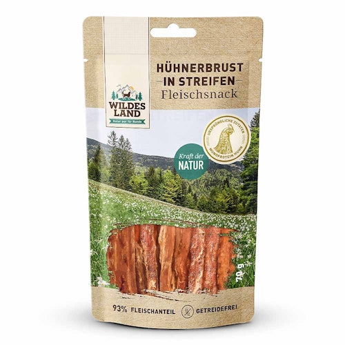 Wildes Land Hühnerbrust Streife 70g Hunde Snack